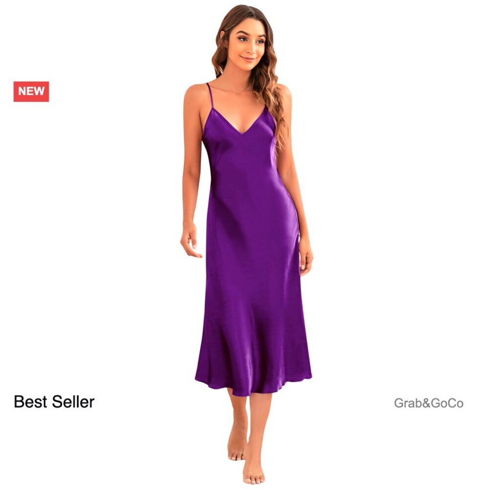 Satin Slip Dress Elegant Minimal Chic Sleepwear Adjustable Straps V Neck